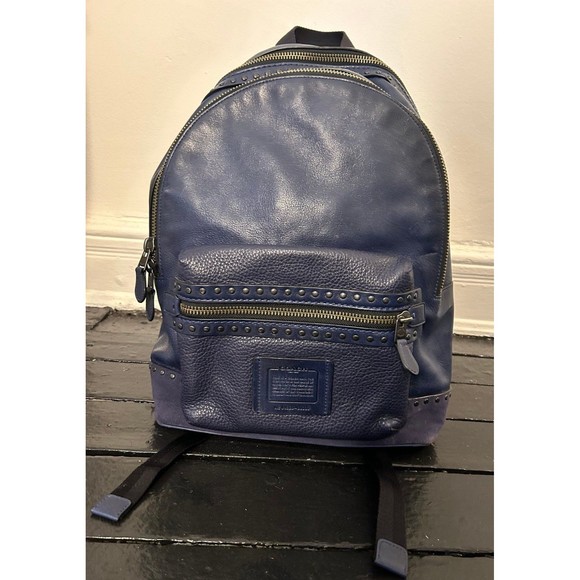 Coach Academy Backpack Leather & Suede with Studs in Midnight - Picture 2 of 8